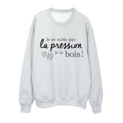 Sweat shirt imprimé citation humour Je ne subis pas la pression je la bois