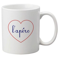 Mug tasse céramique imprimé citation humour illustration coeur l'apéro