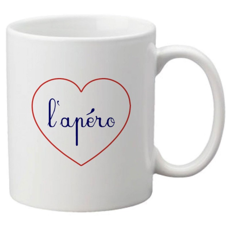 Mug tasse céramique imprimé citation humour illustration coeur l'apéro