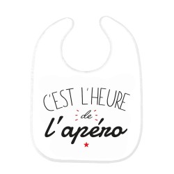 Bavoir bébé imprimé citation naissance humour C'est l'heure de l'apéro