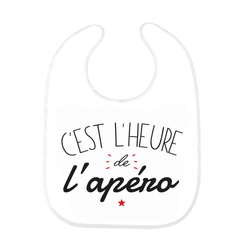 Bavoir bébé imprimé citation naissance humour C'est l'heure de l'apéro