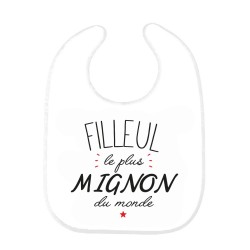 Bavoir bébé imprimé citation naissance humour Filleul le plus mignon