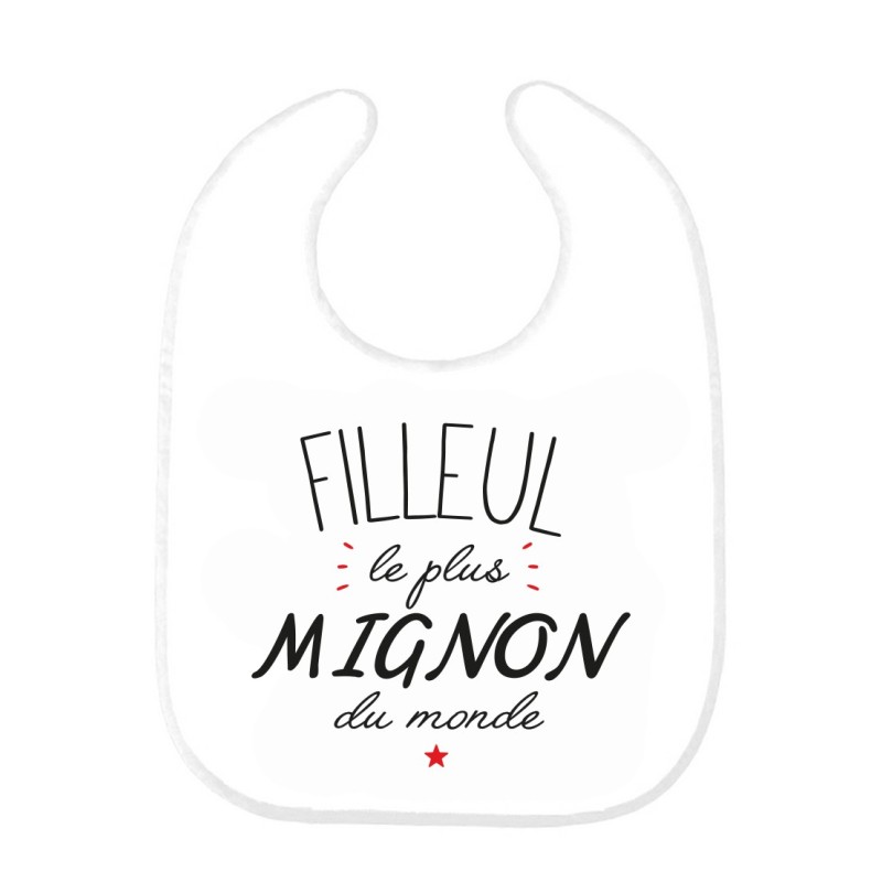 Bavoir bébé imprimé citation naissance humour Filleul le plus mignon
