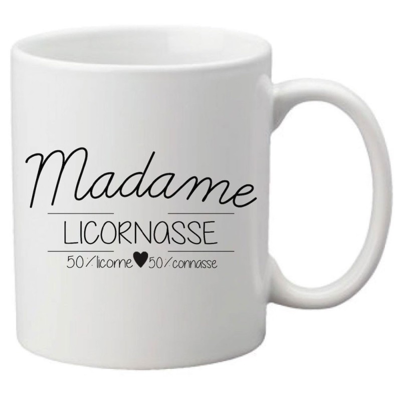 Mug tasse céramique imprimé citation humour illustration madame licornasse
