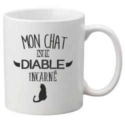 Mug tasse céramique imprimé citation humour illustration citation Mon chat est le diable incarné
