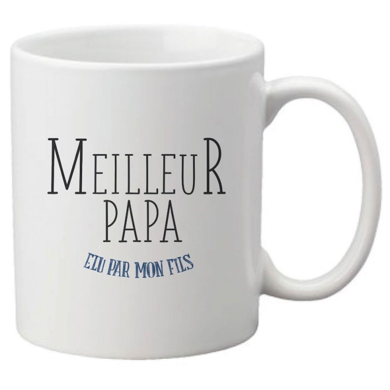 Mug tasse céramique imprimé citation humour illustration citation Meilleur papa élu par mon fils