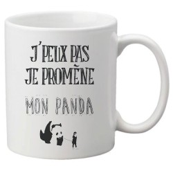 Mug tasse céramique imprimé citation humour illustration citation J'peux pas je promène mon panda