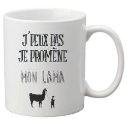 Mug tasse céramique imprimé citation humour illustration citation J'peux pas je promène mon lama