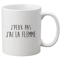 Mug tasse céramique imprimé citation humour illustration citation J'peux pas j'ai la flemme