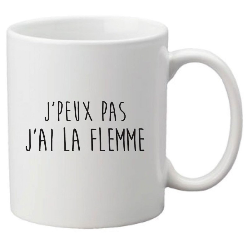 Mug tasse céramique imprimé citation humour illustration citation J'peux pas j'ai la flemme