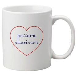 Mug tasse céramique imprimé citation humour illustration citation Passion saucisson