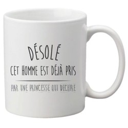 Mug tasse céramique imprimé citation humour illustration citation Désolé homme déjà pris par une princesse