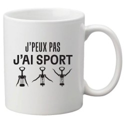 Mug tasse céramique imprimé citation humour illustration citation J'peux pas j'ai sport