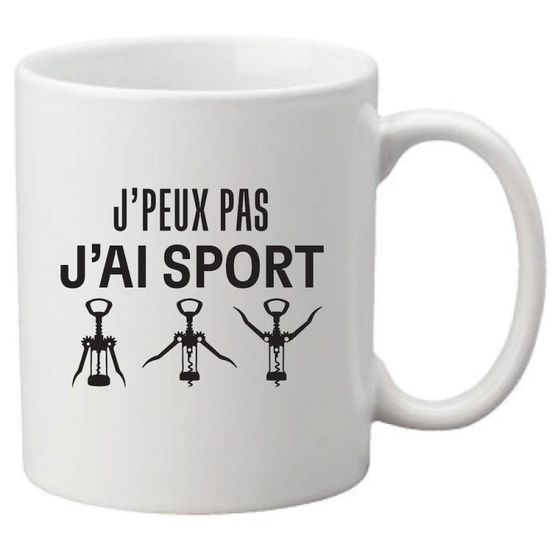 Mug tasse céramique imprimé citation humour illustration citation J'peux pas j'ai sport