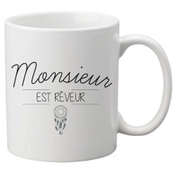 Mug tasse céramique imprimé citation humour illustration citation Monsieur est rêveur
