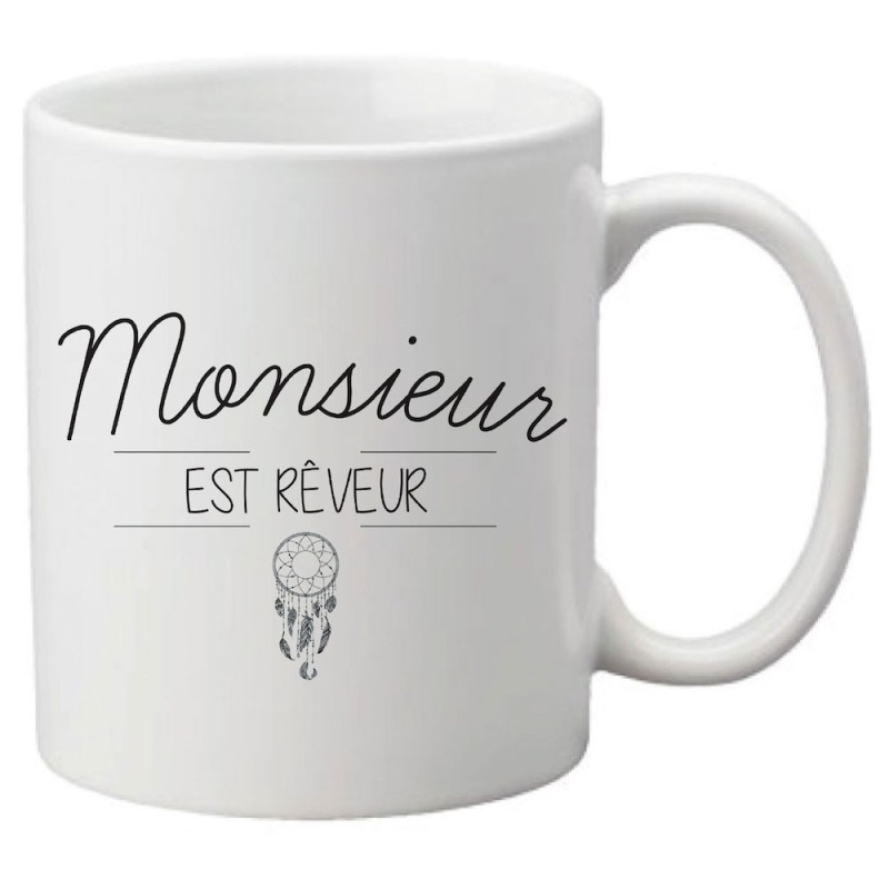 Mug tasse céramique imprimé citation humour illustration citation Monsieur est rêveur