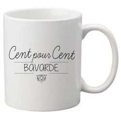 Mug tasse céramique imprimé citation humour illustration citation Cent pour Cent bavarde