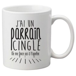 Mug tasse céramique imprimé citation humour illustration citation J'ai un parrain cinglé ne me force pas a l'appeler