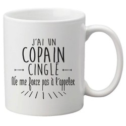 Mug tasse céramique imprimé citation humour illustration citation J'ai un copain cinglé ne me force pas a l'appeler