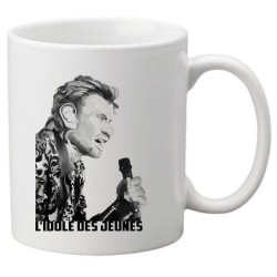 Mug tasse céramique imprimé citation humour illustration Caricature Johnny H l'idole des jeunes