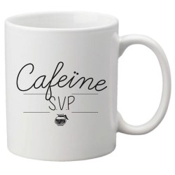 Mug tasse céramique imprimé citation humour illustration caféine svp