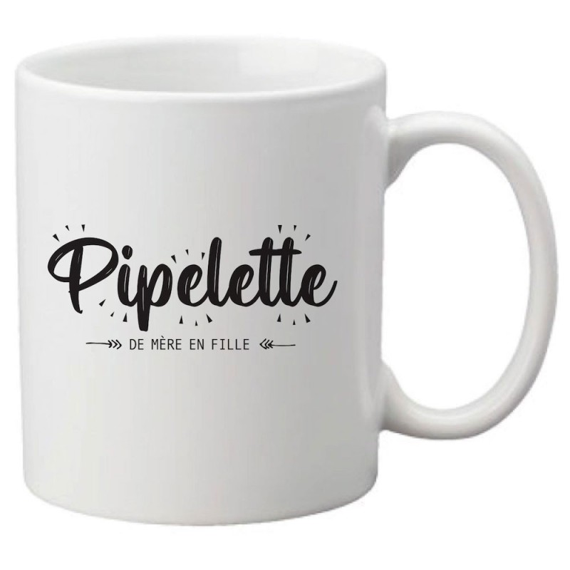 Mug tasse céramique imprimé citation humour illustration Pipelette de mère en fille
