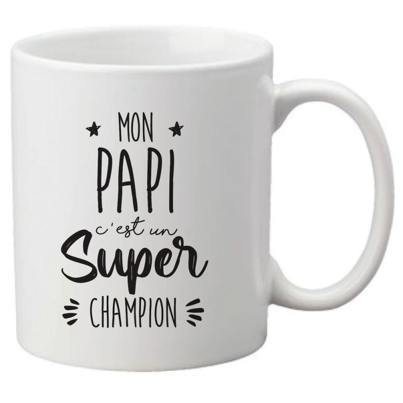 Mug tasse céramique imprimé citation humour illustration Mon papi c'est un super champion