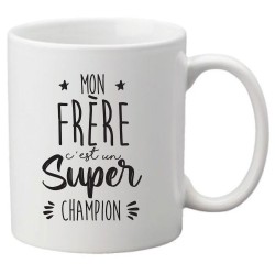 Mug tasse céramique imprimé citation humour illustration Mon frère c'est un super champion