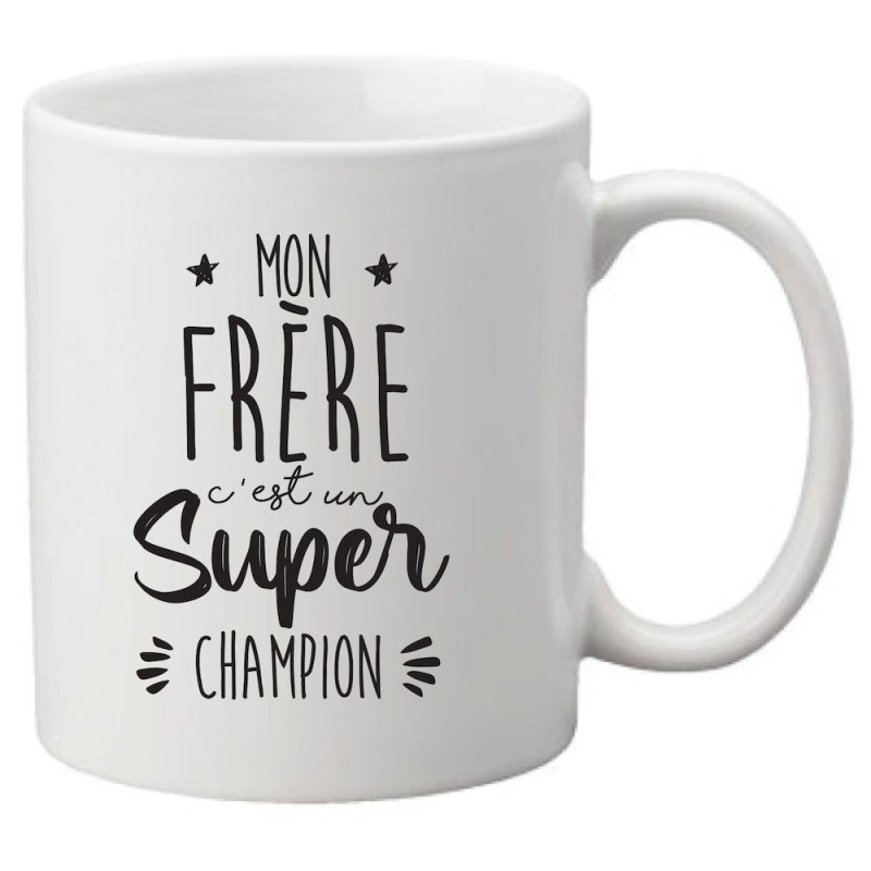 Mug tasse céramique imprimé citation humour illustration Mon frère c'est un super champion