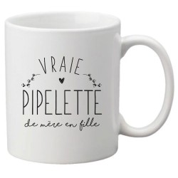 Mug tasse céramique imprimé citation humour illustration Vraie pipelette de mère en fille