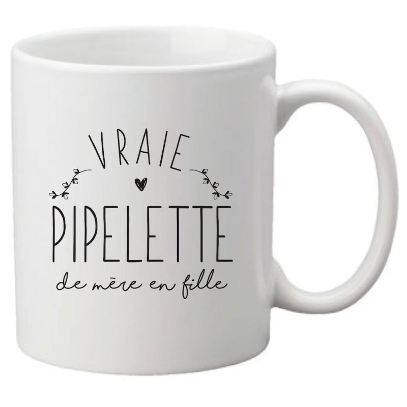 Mug tasse céramique imprimé citation humour illustration Vraie pipelette de mère en fille