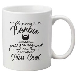 Mug tasse céramique imprimé citation humour illustration Un parrain barbu c'est carrément plus cool