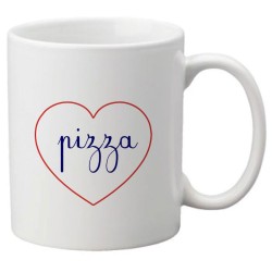 Mug tasse céramique imprimé citation humour illustration coeur Pizza