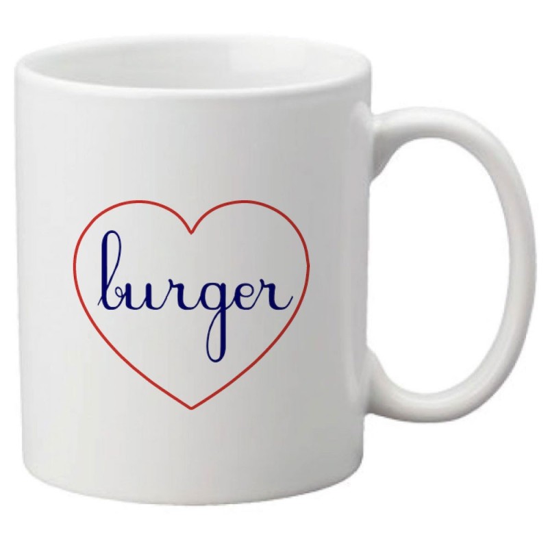 Mug tasse céramique imprimé citation humour illustration coeur Burger