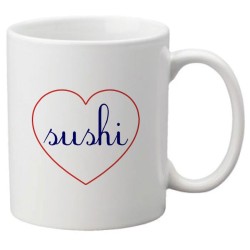 Mug tasse céramique imprimé citation humour illustration coeur Sushi