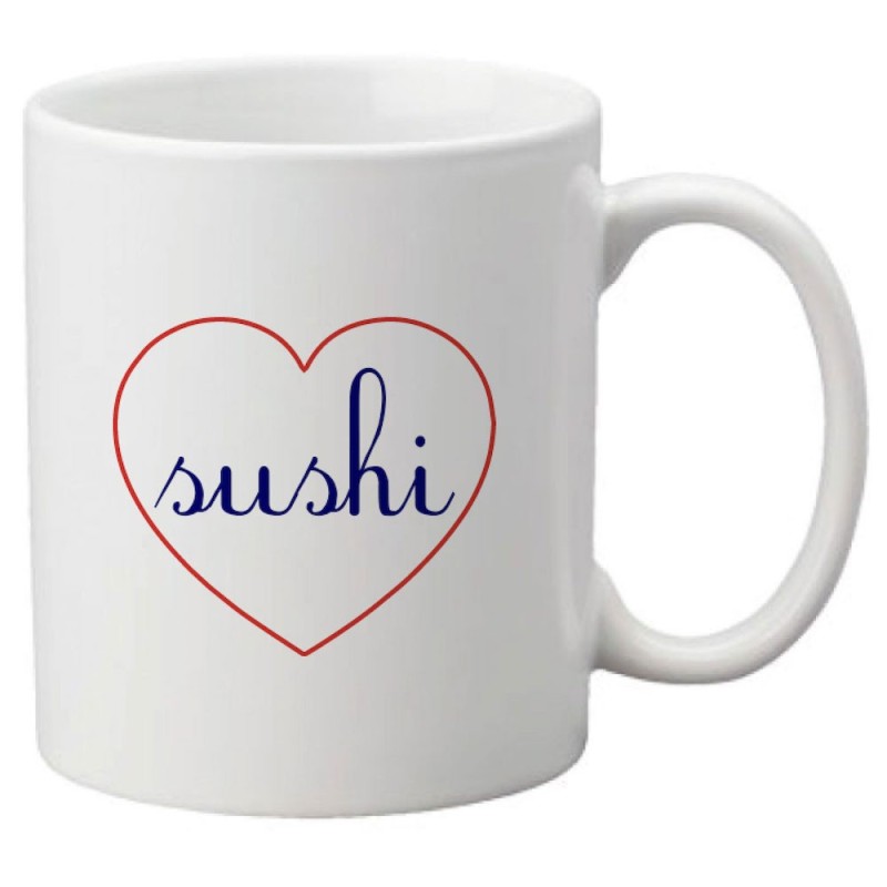 Mug tasse céramique imprimé citation humour illustration coeur Sushi