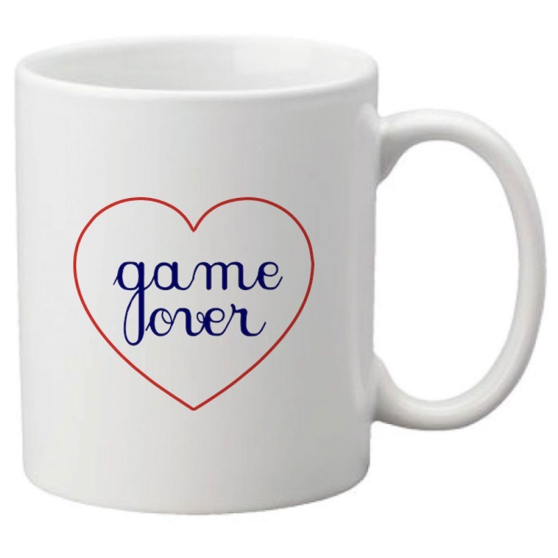 Mug tasse céramique imprimé citation humour illustration coeur Game over