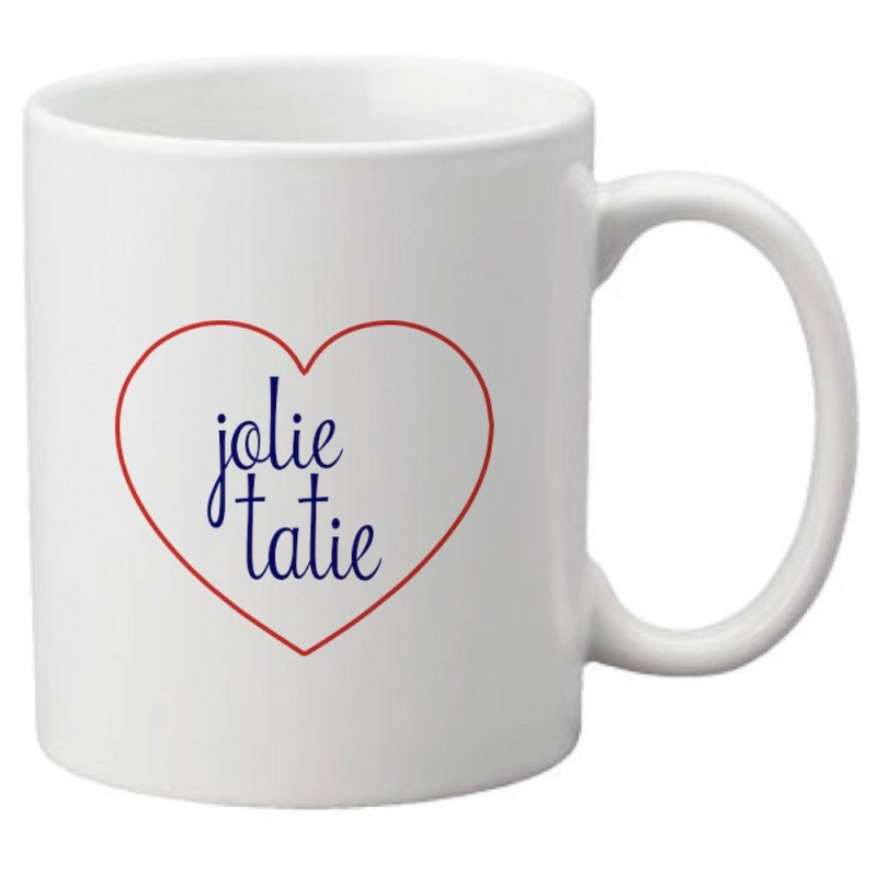 Mug tasse céramique imprimé citation humour illustration coeur Jolie tatie