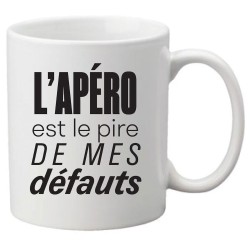 Mug tasse céramique imprimé citation Humour L'apero est le pire de mes defauts
