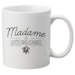 Mug tasse céramique imprimé citation Humour Madame a la tete dans les nuages