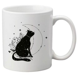 Mug tasse céramique imprimé illustration chat lune
