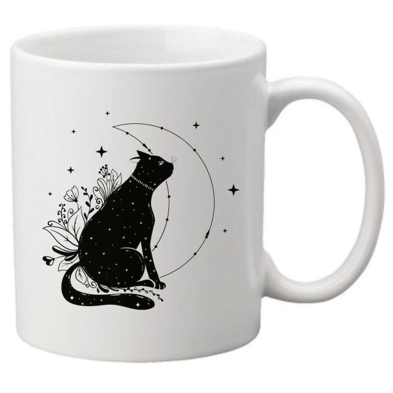 Mug tasse céramique imprimé illustration chat lune