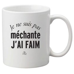 Mug tasse céramique imprimé citation humour Je ne suis pas méchante j'ai faim
