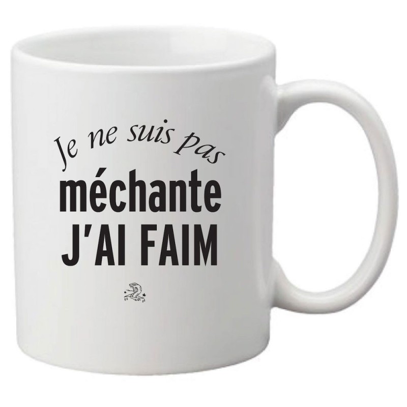 Mug tasse céramique imprimé citation humour Je ne suis pas méchante j'ai faim
