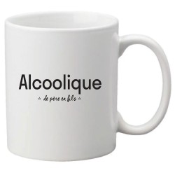 Mug tasse céramique imprimé citation humour Alcoolique de père en fils