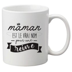 Mug tasse céramique imprimé citation Fête des mères Maman est le vrai nom pour une reine