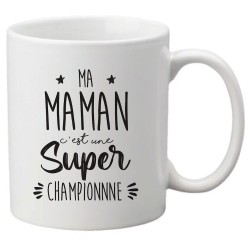 Mug tasse céramique imprimé citation Fête des mères Ma maman c'est une super championne