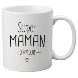 Mug tasse céramique imprimé citation Humour Fête des mères Super maman d'amour