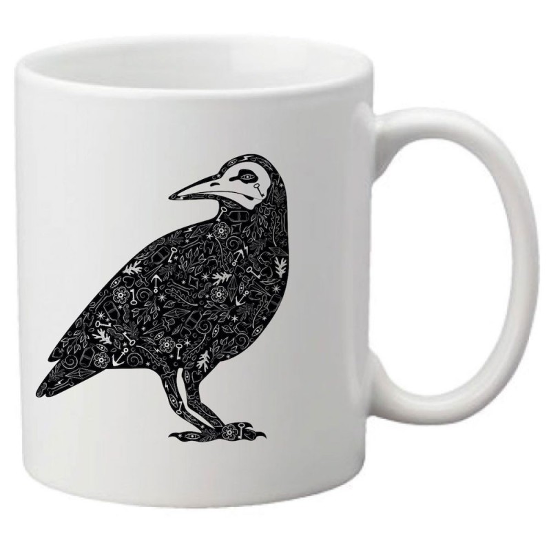 Mug tasse céramique imprimé illustration Corbeau tattoo