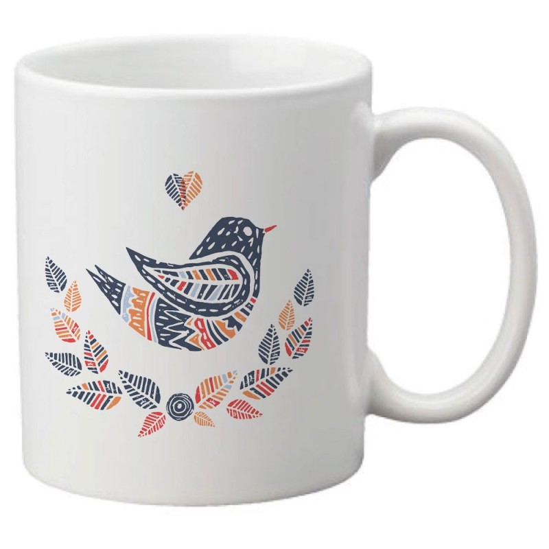 Mug tasse céramique imprimé illustration Oiseau scandinave